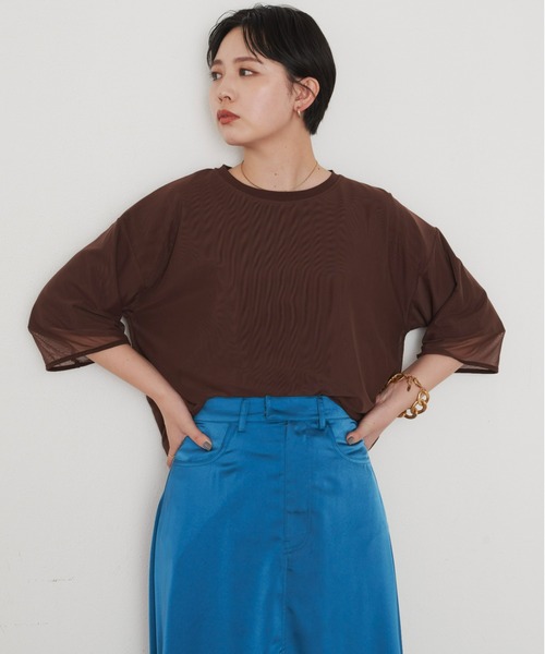 Aunt Marie's（アントマリーズ）の「シアーレイヤードトップス（Tシャツ/カットソー・レディース・ホワイト/ブラック/ブラウン/ピンク/グリーン・FREE）」の18枚目の写真