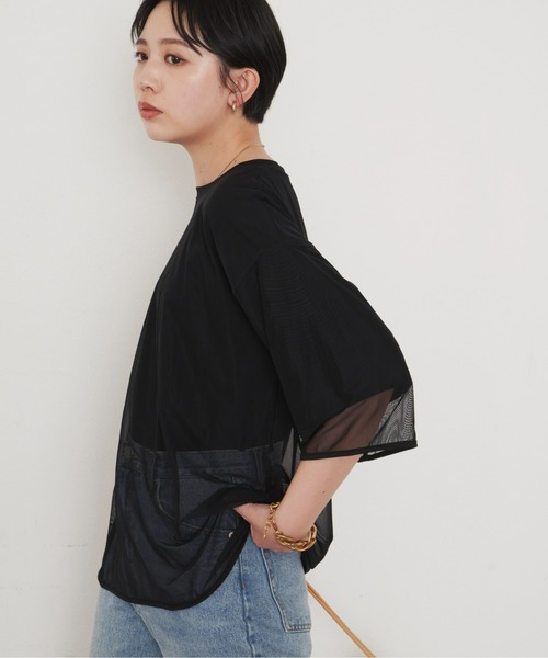 Aunt Marie's（アントマリーズ）の「シアーレイヤードトップス（Tシャツ/カットソー・レディース・ホワイト/ブラック/ブラウン/ピンク/グリーン・FREE）」の19枚目の写真