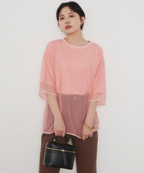 Aunt Marie's（アントマリーズ）の「シアーレイヤードトップス（Tシャツ/カットソー・レディース・ホワイト/ブラック/ブラウン/ピンク/グリーン・FREE）」の15枚目の写真