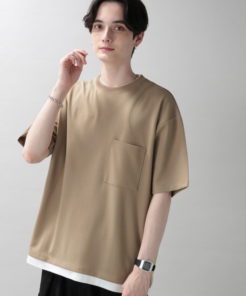 RAGEBLUE（レイジブルー）の「ミラノリブフェイクレイヤードTシャツ（Tシャツ/カットソー・メンズ・ベージュ系その他2/オレンジ/グリーン系その他/その他19/パープル/ベージュ・MEDIUM/LARGE）」の2枚目の写真