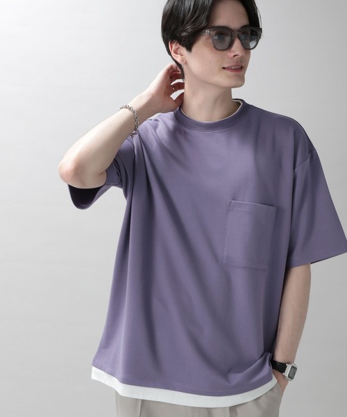 RAGEBLUE（レイジブルー）の「ミラノリブフェイクレイヤードTシャツ（Tシャツ/カットソー・メンズ・ベージュ系その他2/オレンジ/グリーン系その他/その他19/パープル/ベージュ・MEDIUM/LARGE）」の5枚目の写真