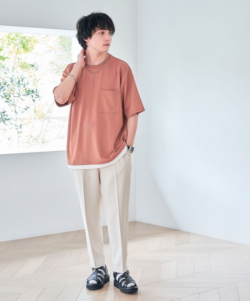 RAGEBLUE（レイジブルー）の「ミラノリブフェイクレイヤードTシャツ（Tシャツ/カットソー・メンズ・ベージュ系その他2/オレンジ/グリーン系その他/その他19/パープル/ベージュ・MEDIUM/LARGE）」の9枚目の写真