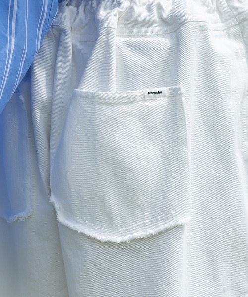 ダメージデニムワイドカーゴパンツ　perushu Perushu ダメージデニムワイドカーゴパンツ Perushu ジーンズ ヘビー