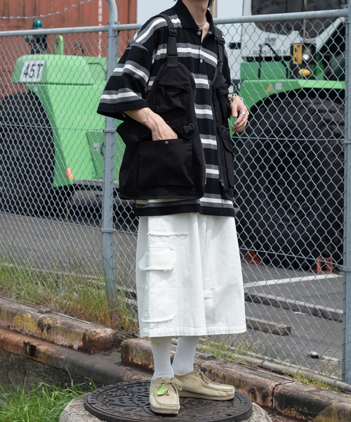 Perushu(ペルーシュ)の「ダメージデニムワイドカーゴパンツ(デニムパンツ・メンズ・ホワイト/ブラック/インディゴブルー・SMALL/MEDIUM/LARGE)」の7枚目の写真