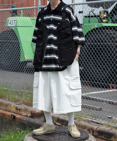 Perushu(ペルーシュ)の「ダメージデニムワイドカーゴパンツ(デニムパンツ・メンズ・ホワイト/ブラック/インディゴブルー・SMALL/MEDIUM/LARGE)」の5枚目の写真