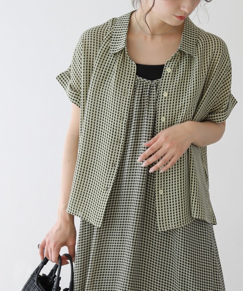 frames RAY CASSIN(フレームスレイカズン)の「WEB限定.シアーギンガムティアードキャミワンピース(ワンピース・レディース・ネイビー/イエロー・FREE)」の10枚目の写真