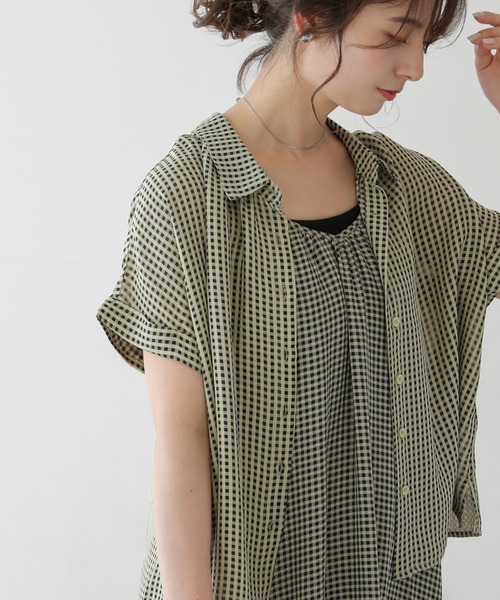 frames RAY CASSIN(フレームスレイカズン)の「WEB限定.シアーギンガムティアードキャミワンピース(ワンピース・レディース・ネイビー/イエロー・FREE)」の12枚目の写真