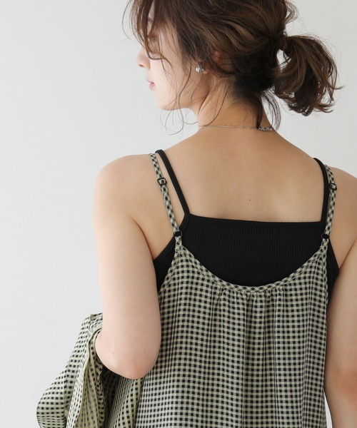 frames RAY CASSIN(フレームスレイカズン)の「WEB限定.シアーギンガムティアードキャミワンピース(ワンピース・レディース・ネイビー/イエロー・FREE)」の14枚目の写真