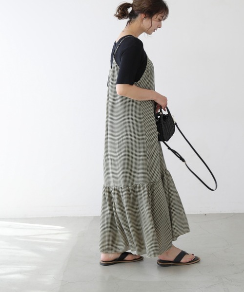 frames RAY CASSIN(フレームスレイカズン)の「WEB限定.シアーギンガムティアードキャミワンピース(ワンピース・レディース・ネイビー/イエロー・FREE)」の18枚目の写真