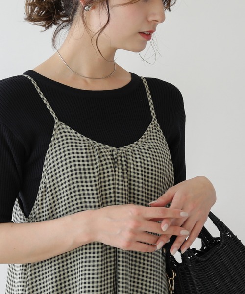 frames RAY CASSIN(フレームスレイカズン)の「WEB限定.シアーギンガムティアードキャミワンピース(ワンピース・レディース・ネイビー/イエロー・FREE)」の22枚目の写真