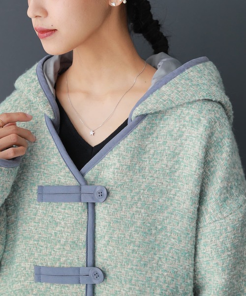 osharewalker（オシャレウォーカー）の「【廃盤】『ファンシーツイードミドルコート』（その他アウター・レディース・ミント/ブラック・1/2）」の9枚目の写真