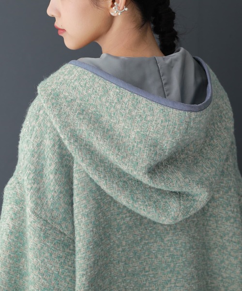 osharewalker（オシャレウォーカー）の「【廃盤】『ファンシーツイードミドルコート』（その他アウター・レディース・ミント/ブラック・1/2）」の10枚目の写真