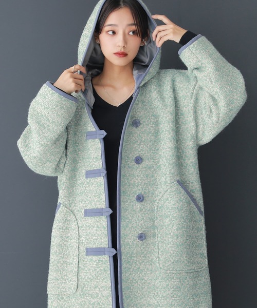 osharewalker（オシャレウォーカー）の「【廃盤】『ファンシーツイードミドルコート』（その他アウター・レディース・ミント/ブラック・1/2）」の11枚目の写真