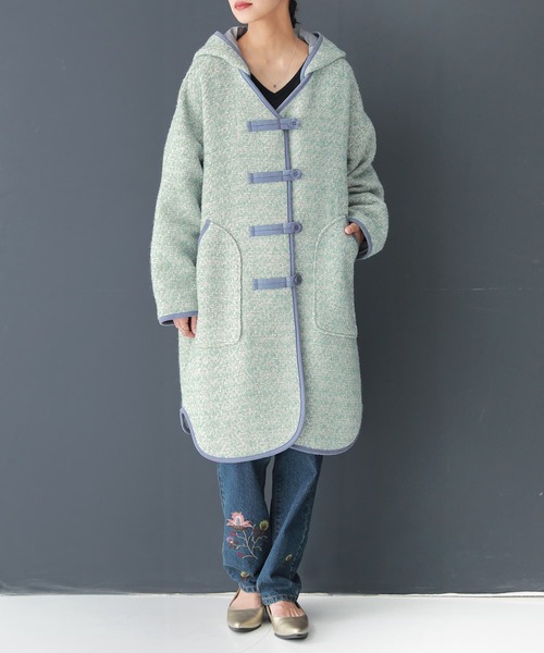 osharewalker（オシャレウォーカー）の「【廃盤】『ファンシーツイードミドルコート』（その他アウター・レディース・ミント/ブラック・1/2）」の6枚目の写真