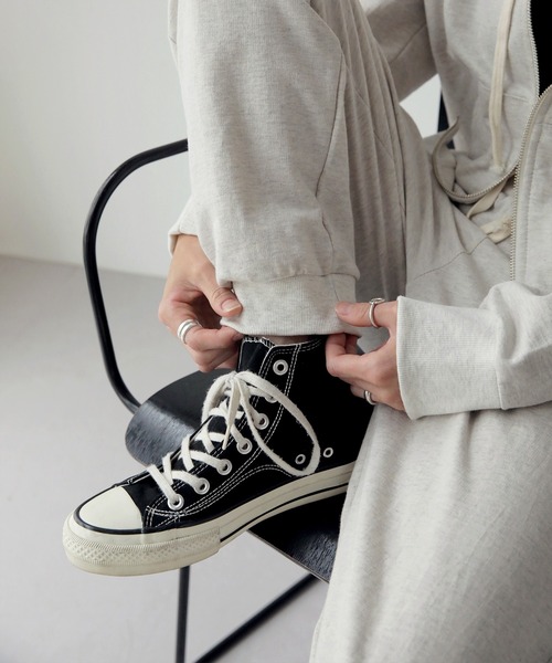 UNE MANSION（ユヌマンション）の「フードジップアップ&ジョガーセット（サロペット/オーバーオール・レディース・ブラック/グレー/アイボリー・FREE）」の7枚目の写真