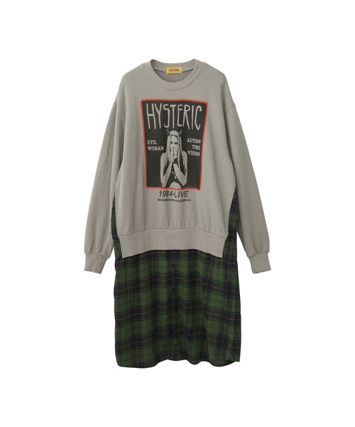 HYSTERIC GLAMOUR リメイクプルオーバードッキングワンピース HYSTERIC GLAMOUR（ヒステリックグラマー）の「EVIL WOMAN LIVE