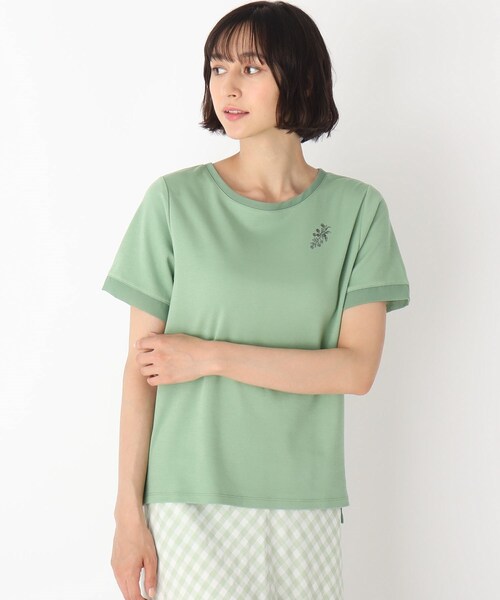 LAURA ASHLEY（ローラアシュレイ）の「【洗える】ブランブル ロゴシフォントリムTシャツ（Tシャツ/カットソー・レディース・オフホワイト/ブラック/グリーン/キャメル・38/40）」の4枚目の写真