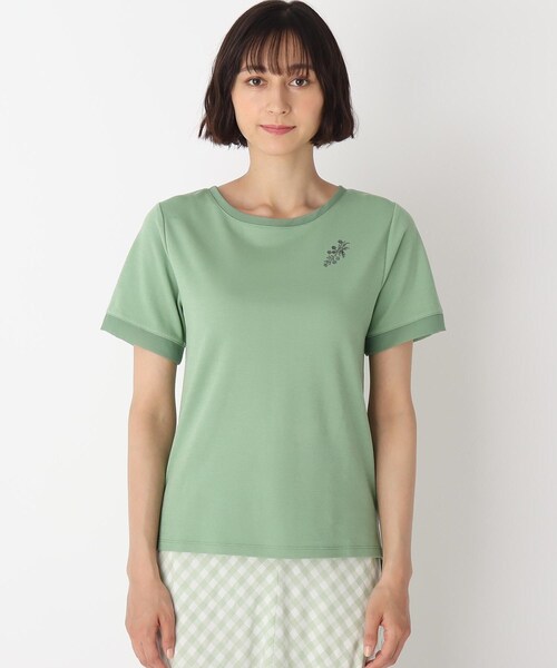 LAURA ASHLEY（ローラアシュレイ）の「【洗える】ブランブル ロゴシフォントリムTシャツ（Tシャツ/カットソー・レディース・オフホワイト/ブラック/グリーン/キャメル・38/40）」の5枚目の写真