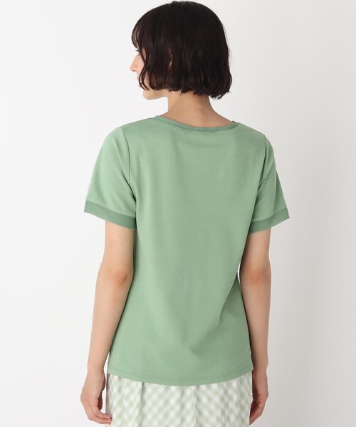 LAURA ASHLEY（ローラアシュレイ）の「【洗える】ブランブル ロゴシフォントリムTシャツ（Tシャツ/カットソー・レディース・オフホワイト/ブラック/グリーン/キャメル・38/40）」の7枚目の写真