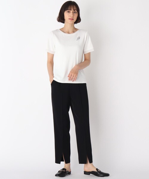 LAURA ASHLEY（ローラアシュレイ）の「【洗える】ブランブル ロゴシフォントリムTシャツ（Tシャツ/カットソー・レディース・オフホワイト/ブラック/グリーン/キャメル・38/40）」の14枚目の写真