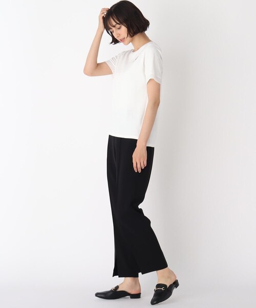 LAURA ASHLEY（ローラアシュレイ）の「【洗える】ブランブル ロゴシフォントリムTシャツ（Tシャツ/カットソー・レディース・オフホワイト/ブラック/グリーン/キャメル・38/40）」の15枚目の写真