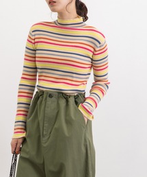 POU DOU DOU | シアバターマルチボーダーハイネックニット(ニット/セーター)