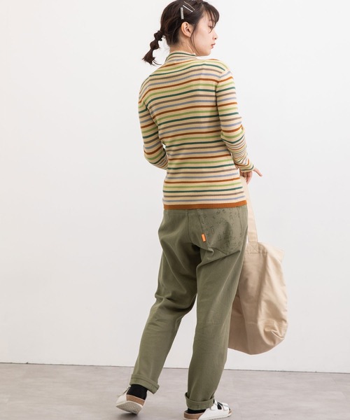 POU DOU DOU（プードゥドゥ）の「シアバターマルチボーダーハイネックニット（ニット/セーター・レディース・ブラック/ピンク/グリーン・3）」の10枚目の写真