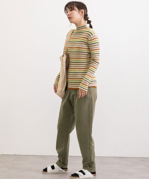 POU DOU DOU（プードゥドゥ）の「シアバターマルチボーダーハイネックニット（ニット/セーター・レディース・ブラック/ピンク/グリーン・3）」の11枚目の写真