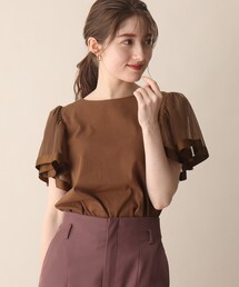 OPAQUE.CLIP | 袖チュールドッキングカットソー(Tシャツ/カットソー)