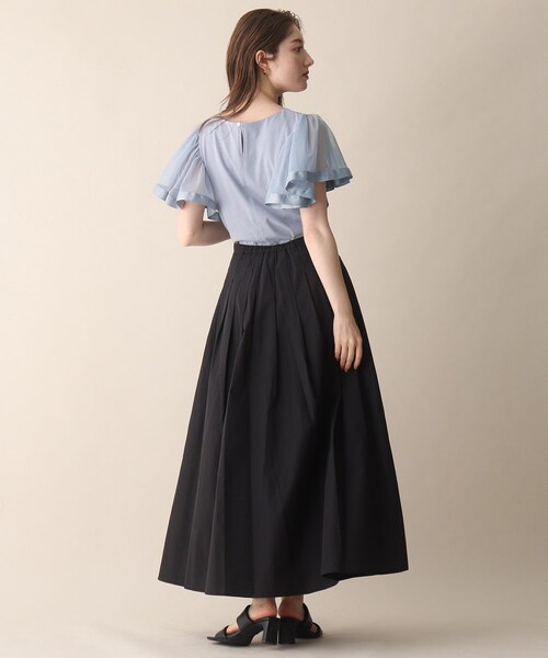 OPAQUE.CLIP（オペークドットクリップ）の「◆袖チュールドッキングカットソー（Tシャツ/カットソー・レディース・ブラック/ダークブラウン/サックスブルー・38）」の13枚目の写真