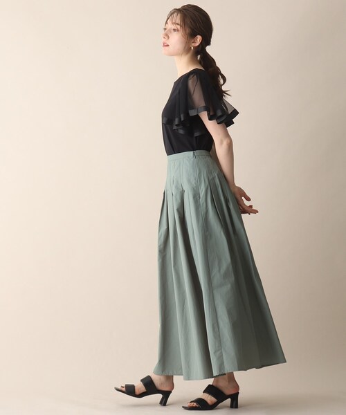 OPAQUE.CLIP（オペークドットクリップ）の「◆袖チュールドッキングカットソー（Tシャツ/カットソー・レディース・ブラック/ダークブラウン/サックスブルー・38）」の15枚目の写真