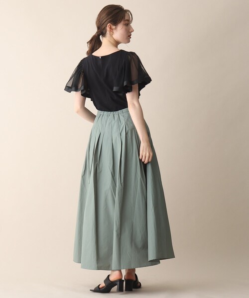 OPAQUE.CLIP（オペークドットクリップ）の「◆袖チュールドッキングカットソー（Tシャツ/カットソー・レディース・ブラック/ダークブラウン/サックスブルー・38）」の16枚目の写真