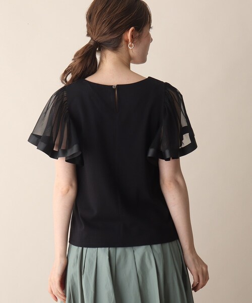 OPAQUE.CLIP（オペークドットクリップ）の「◆袖チュールドッキングカットソー（Tシャツ/カットソー・レディース・ブラック/ダークブラウン/サックスブルー・38）」の20枚目の写真
