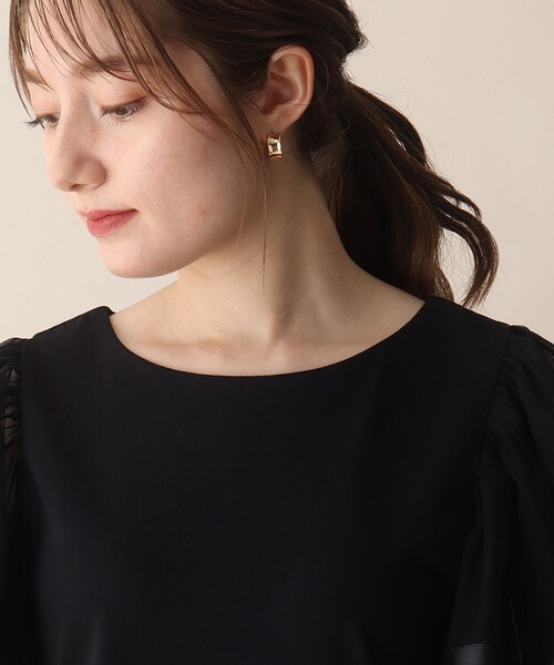 OPAQUE.CLIP（オペークドットクリップ）の「◆袖チュールドッキングカットソー（Tシャツ/カットソー・レディース・ブラック/ダークブラウン/サックスブルー・38）」の21枚目の写真