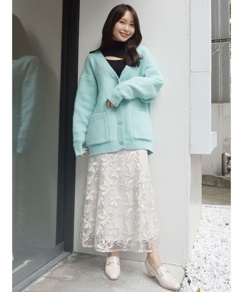 MERCURYDUO（マーキュリーデュオ）の「メロンチュール刺繍セミフレアスカート（スカート・レディース・ライトブルー/ベビーピンク/ブラック・SMALL/MEDIUM）」の18枚目の写真