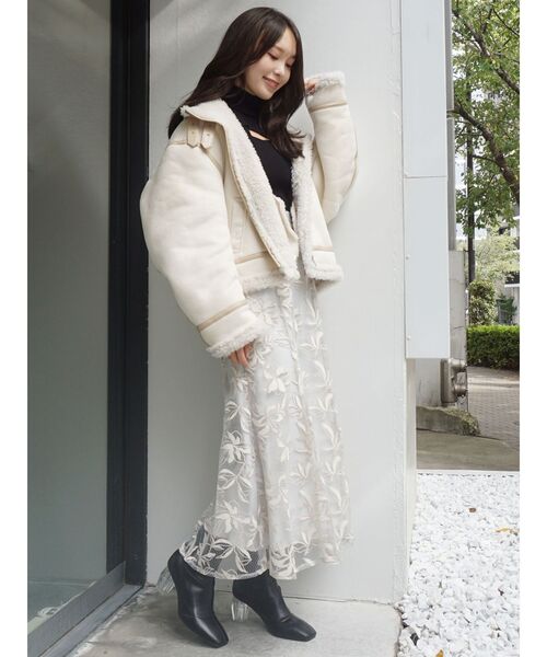 MERCURYDUO（マーキュリーデュオ）の「メロンチュール刺繍セミフレアスカート（スカート・レディース・ライトブルー/ベビーピンク/ブラック・SMALL/MEDIUM）」の19枚目の写真