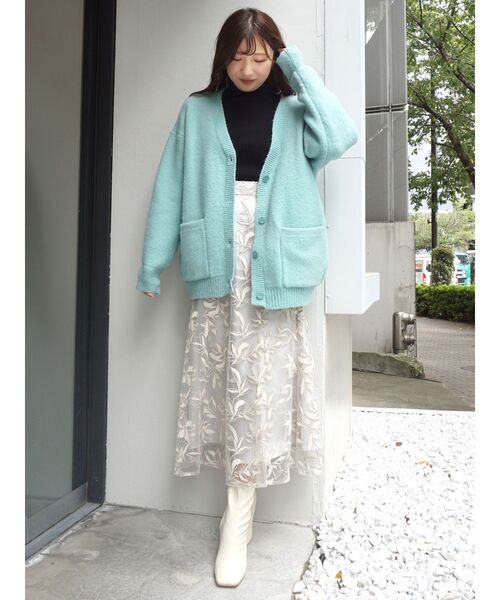 MERCURYDUO（マーキュリーデュオ）の「メロンチュール刺繍セミフレアスカート（スカート・レディース・ライトブルー/ベビーピンク/ブラック・SMALL/MEDIUM）」の21枚目の写真