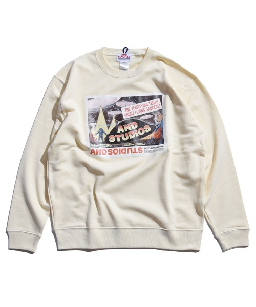 ANDSTUDIOS（アンドステュディオス）の「ANDSTUDIOS（アンドステュディオス）EARTH AND STUDIOS クルーネック ビッグシルエット スウェット トレーナー（スウェット・レディース・グリーン/グレー/パープル/クリーム/ブラック/ワインレッド/カーキ・ONE SIZE）」の4枚目の写真