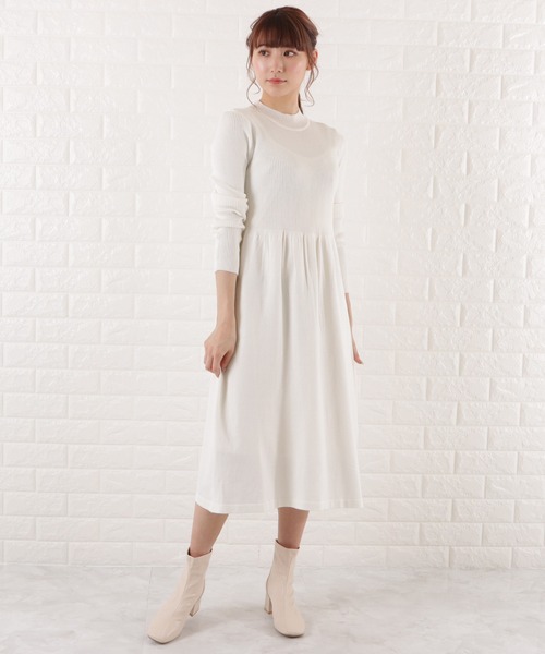 Lace Ladies(レースレディース)の「ハイネックロングニットワンピース(ワンピース・レディース・アイボリー/ブラック・L/XL/M/S)」の6枚目の写真