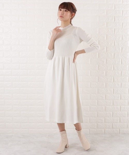 Lace Ladies(レースレディース)の「ハイネックロングニットワンピース(ワンピース・レディース・アイボリー/ブラック・L/XL/M/S)」の3枚目の写真