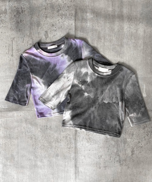 LVEU.(ラブユ.)の「Tie-dye cropped T-shirt / タイダイクロップドTシャツ(Tシャツ/カットソー・レディース・ブラック・FREE)」の7枚目の写真
