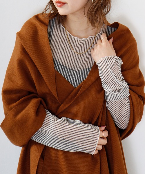 FUNALIVE（ファンアライブ）の「PAGE ONE 無地ストール（ストール/ショール・レディース・ブルー/グレイッシュベージュ/ブラック/アイボリー/イエロー/オレンジ/ライトパープル/グリーン系その他/パープル/グリーン/ピンク/杢グレー/キャメル/ブラック系その他/イエロー系その他/ホワイト系その他/ベージュ系その他/ライトグレー/ピンク系/ブルー系その他/グリーン系/オレンジ系/レモンイエロー/ロイヤルブルー/ピンク系1/ライトブルー/イエロー系/レッド/ネイビー/ライトグリーン/バーガンディー・FREE）」の21枚目の写真