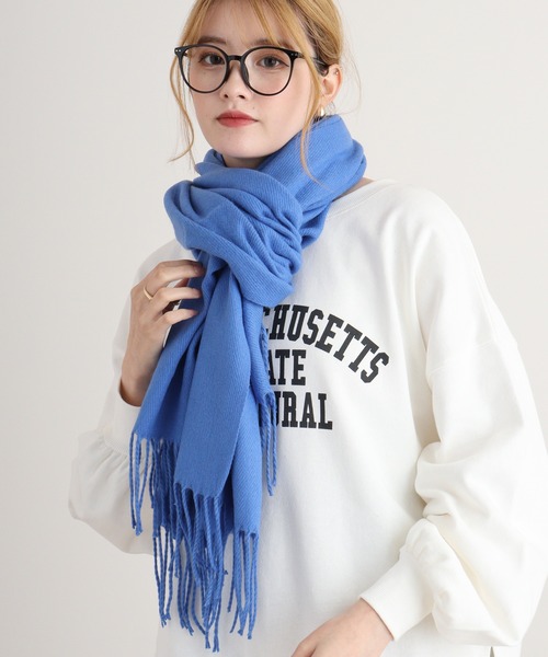 FUNALIVE（ファンアライブ）の「PAGE ONE 無地ストール（ストール/ショール・レディース・ブルー/グレイッシュベージュ/ブラック/アイボリー/イエロー/オレンジ/ライトパープル/グリーン系その他/パープル/グリーン/ピンク/杢グレー/キャメル/ブラック系その他/イエロー系その他/ホワイト系その他/ベージュ系その他/ライトグレー/ピンク系/ブルー系その他/グリーン系/オレンジ系/レモンイエロー/ロイヤルブルー/ピンク系1/ライトブルー/イエロー系/レッド/ネイビー/ライトグリーン/バーガンディー・FREE）」の17枚目の写真