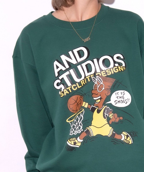 ANDSTUDIOS(アンドステュディオス)の「ANDSTUDIOS/アンドステュディオス ビッグシルエット/オーバーサイズ/無地ロゴスウェット SADMS(スウェット・レディース・グレー/カーキ/グリーン/ブラック/パープル/レッド/イエロー・FREE)」の5枚目の写真