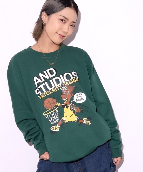 ANDSTUDIOS(アンドステュディオス)の「ANDSTUDIOS/アンドステュディオス ビッグシルエット/オーバーサイズ/無地ロゴスウェット SADMS(スウェット・レディース・グレー/カーキ/グリーン/ブラック/パープル/レッド/イエロー・FREE)」の9枚目の写真
