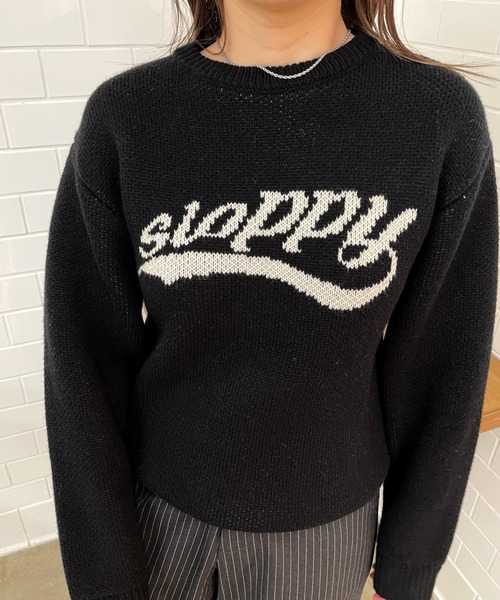 WHO'S WHO gallery（フーズフーギャラリー）の「【SLOPPY/スロッピー】チアロゴニット（ニット/セーター・レディース・チャコールグレー/ブラック/レッド/ブルー/アイボリー・FREE）」の14枚目の写真