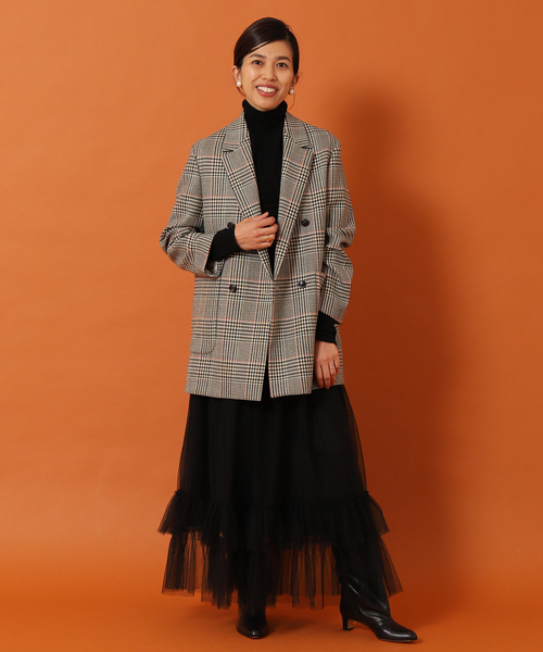 美品☆IENA la boucle グレンチェック アリスターコート定7.7