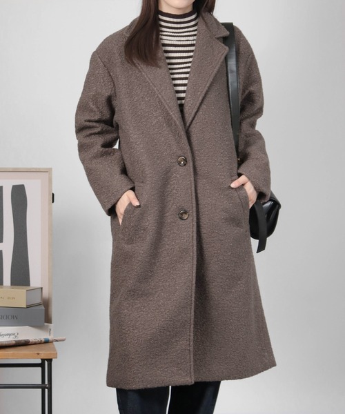 Social GIRL（ソーシャルガール）の「シープ調ボアチェスターコート（チェスターコート・レディース・ベージュ/モカ/アイボリー/ブラック・M）」の3枚目の写真