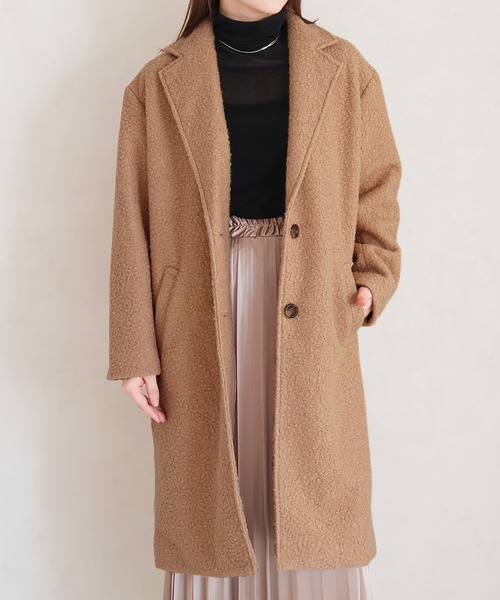 Social GIRL（ソーシャルガール）の「シープ調ボアチェスターコート（チェスターコート・レディース・ベージュ/モカ/アイボリー/ブラック・M）」の15枚目の写真