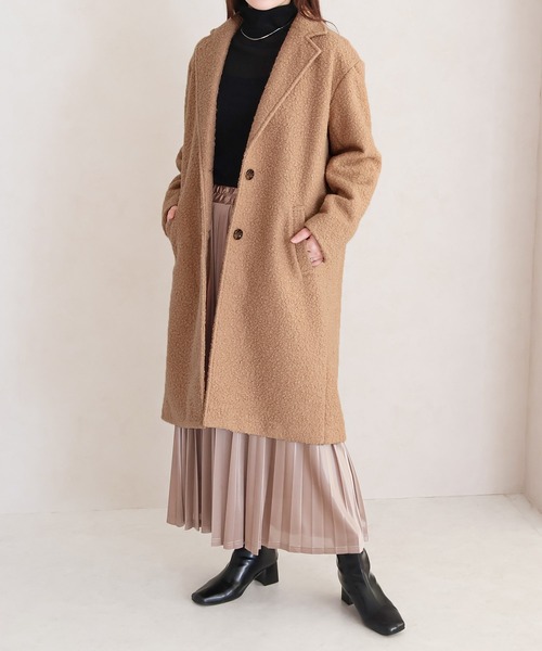 Social GIRL（ソーシャルガール）の「シープ調ボアチェスターコート（チェスターコート・レディース・ベージュ/モカ/アイボリー/ブラック・M）」の13枚目の写真